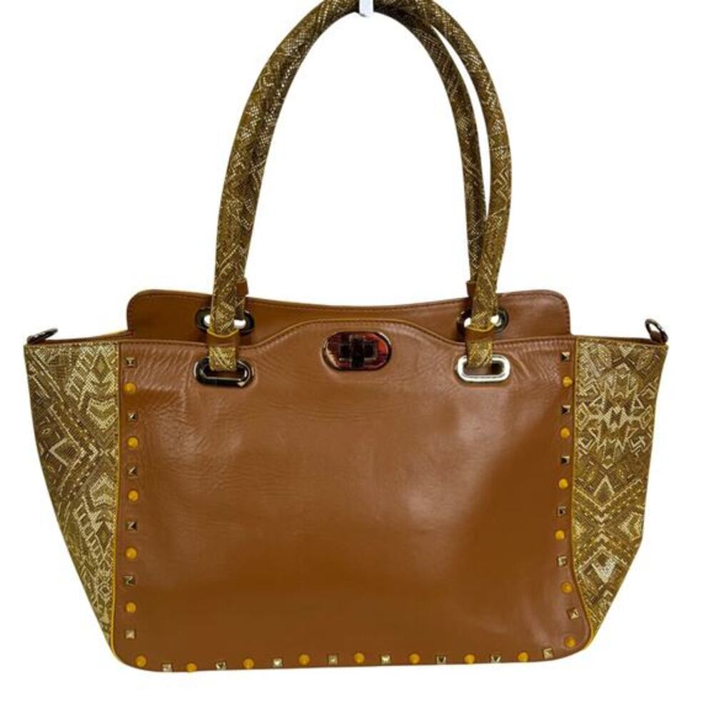 Vittoria Napoli Leather Studded Large Boho Tote‎ Bag